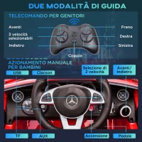 AIYAPLAY Macchina Elettrica per Bambini Licenza Mercedes SLC 300 con Telecomando, in PP e Metallo, 107x62.5x44 cm, Rosso(m-5)