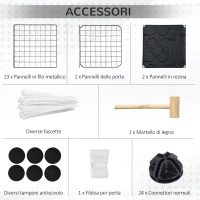 PawHut Recinto per Conigli e Porcellini d'India Modulabile con Accessori Montaggio, 105x70x35cm - Nero(m-7)