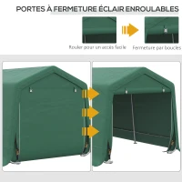 Outsunny Tente garage carport acier galvanisé robuste PE haute densité 180 g/m² imperméable Anti-UV 6 x 3 m vert(m-6)