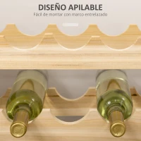 HOMCOM Botellero de Madera de 6 Niveles 72 Botellas Botellero Vertical Carga 100 kg para Cocina Bar 114x28x85 cm Madera Natural(m-5)