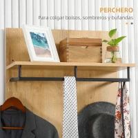 HOMCOM Mueble de Entrada Recibidor Incluye Perchero con Estante y Ganchos Banco Zapatero 60x28x120 cm y 60x35x45 cm Natural(m-5)