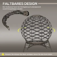 Outsunny Gartenstuhl-Set, 2-tlg., Hocker/Beistelltisch, gr. Sitzkissen, Stahlrahmen, Farbe: Sand, 118 x 75 x 142 cm(m-6)