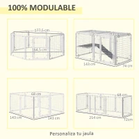 Pawhut Valla Metálica para Mascotas Parque para Conejos Conejera con 9 Paneles Puerta con Pestillo y Escalera para Cobayas Gatos Cachorros Diseño DIY 68x68x2,5 cm Blanco(m-4)