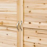 Outsunny Armario de Jardín de Madera Armario Exterior con 2 Puertas Estante Patas Elevadas para Terraza Patio 83x40x92 cm Natural(m-9)