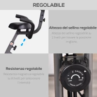 HOMCOM Cyclette Pieghevole Magnetica con 8 Livelli di Resistenza, Monitor LCD e Altezza Regolabile, 100x54x109cm, Grigio e Nero(m-6)