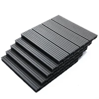 Outsunny Set 11 Piastrelle per Esterni ad Incastro Antiscivolo in HDPE Riciclato, 30x30x2.2 cm, Grigio(m-10)