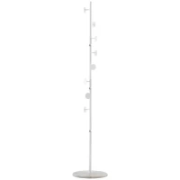 HOMCOM Albero Appendiabiti in Acciaio con 8 Ganci e Base Rotonda in Marmo, 35x35x170 cm, Bianco(m-10)