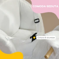 HOMCOM Animale a Dondolo a forma di Coniglio con Suoni e Cintura di Sicurezza, 60x33x50 cm, Bianco(m-6)