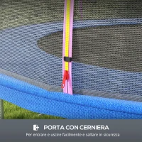 SPORTNOW Rete di Protezione per Trampolini a 8 Pali con Ingresso con Cerniera, in PE, Ø366x180 cm, Nero e Rosa(m-5)