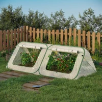 Outsunny Mini Serre Pop-up de Jardin mini serre tunnel Serre à tomates toit pointu 4 Portes zippées Enroulable - dim. 2,4L x 1,2l x 0,75H m - Sac Transport Inclus - PE Blanc Vert(m-2)