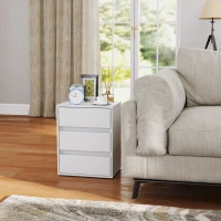 HOMCOM Cassettiera 3 Cassetti Moderna in Legno Bianco, 40x30x50.5 cm(m-9)