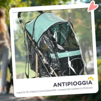 PawHut Passeggino per Cani Piccoli Pieghevole con Copertura Antipioggia, Cestino e Guinzaglio Integrato, Verde(m-6)