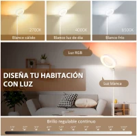 HOMCOM Lámpara de Pie Inteligente WiFi Lámpara Moderna con LED Regulable RGB 42W para Salón Dormitorio Ø25x168cm Blanco(m-4)