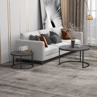 HOMCOM Salontafel 2-delig Set, Bijzettafel met Metalen Frame, Sofa Tafel, Stapelbaar, Koffietafel, Woonkamer, Slaapkamer, Zwart(m-2)