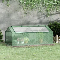 Outsunny Mini Serre de Jardin Serre à tomates mini serre tunnel toit pointu1,8L x 0,9l x 0,7H m métal thermolaqué PE Haute densité fenêtre moustiquaire intégrées Vert(m-2)