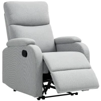 HOMCOM Poltrona Reclinabile Manualmente a 60° Extra Imbottita in Tessuto con Poggiapiedi, Grigio(m-10)