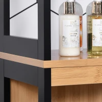 kleankin Armario Alto para Baño con 3 Estantes y 2 Cajones Estilo Moderno 30x30x144,3 cm Negro y Natural(m-9)