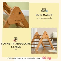 HOMCOM Triangle d'apprentissage à grimper pour enfants pliable en bois - 90 x 64 x 70 cm marron(m-6)