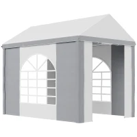 Outsunny Tonnelle barnum bâche PE parois latérales amovibles 2 fenêtres arcades + 2 portes enroulables 3 x 2 x 2,55 m(m-1)