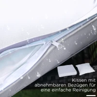 Outsunny Gartenmöbel-Set für 2 Personen, 2 Schaukelstühle, 1 Tisch, inkl. Polster, Braun + Weiß(m-7)