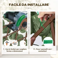 Outsunny Siepe Artificiale 200x100 cm in Seta e Plastica PE, Siepe Finta di Pothos con 495 Foglie, Verde(m-7)