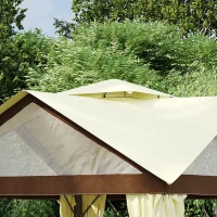 Outsunny Tonnelle de jardin tonnelle barnum double toit avec parois latérales amovibles cadre en acier 3,5 m x 3,5 m beige(m-8)