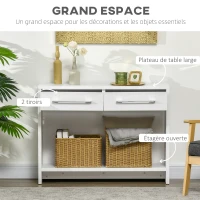 HOMCOM Table console table d'entrée bout de canapé avec étagère et 2 tiroirs style moderne - dim. 101,6I x 28P x 76,2H cm - blanc(m-4)