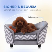 PawHut Haustiersofa Hundecouch Hundesofa Hundebett Hundematte Katze Kissen gepolstert Holz Schaumstoff Grau 68,5 x 40,5 x 40,5 cm(m-7)