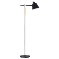 HOMCOM Stehlampe verstellbar Schlafzimmer Standleuchte Stehleuchte 40W Industrie Metall + Holz schwarz + natur 54 x 30 x 155 cm(m-10)