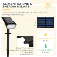 Outsunny set da 4 Faretti da Giardino e Muro con Picchetto, Luce Solare 2 Luminosità, 17x10x48.3cm Nero(m-7)