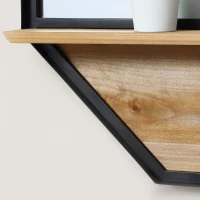 HOMCOM Espejo Decorativo de Pared 61x61 cm Espejo Octágono con Estante para Salón Dormitorio Entrada Negro(m-9)