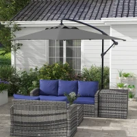 Outsunny Ombrellone da Giardino Decentrato con Base a Croce e Apertura a Manovella, 294x193cm, Grigio(m-2)