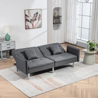 HOMCOM Canapé-lit convertible 3 places dossier inclinable 3 positions avec 2 coussins grand confort 189 x 91 x 84 cm gris(m-7)