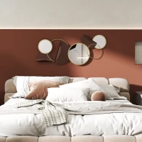 HOMCOM Metal Wall Art, Modern Decorative Mirror Decor, Hanging Home Wall Decoration for Living Room Bedroom Dining Room, Gold Tone(m-10)