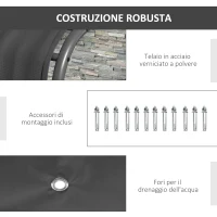 Outsunny Pergola Addossata 3x4 m con Tettoia Retrattile e Manovella, in Acciaio e Poliestere, Grigio Scuro(m-6)