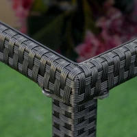 Outsunny Set 4 Sedie da Giardino e Tavolo con Ripiano in Vetro, Arredamento da Esterno in Rattan PE e Metallo, Nero(m-8)