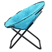 Outsunny Campingstuhl Faltbar Campingsessel mit Lehne, Klappstuhl bis 120kg, gepolstert Moonchair Extra Breit, Faltsessel Outdoor Stuhl für Garten, Balkon, Camping, Blau(m-10)