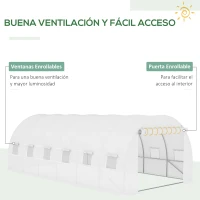 Outsunny Cubierta de Repuesto para Invernadero 600x300x200cm Tipo Túnel Carpa de Invernadero con 12 Ventanas Blanco(m-5)