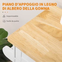HOMCOM Carrello da Cucina con Cassetto, Portaspezie, Armadietto e 4 Ruote, 109x40x89cm, Bianco(m-7)