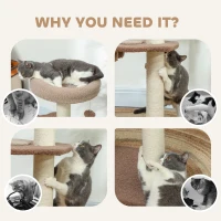 PawHut Cat Tree for Indoor Cats, 88cm Cat Tower with Sisal Scratching Post, Hanging Ball, Large Cat Perch, Stairs, Brown(m-6)