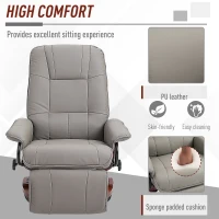 HOMCOM Reclining Swivel Chair, with Footrest - Grey(m-7)