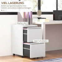 Vinsetto Rollcontainer Aktenschrank Organizer, 2 Schubladen, abschließbar, 37 x 43,5 x 67.5 cm, Weiß(m-4)