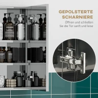 kleankin Spiegelschrank, Badschrank, 3 Spiegeltüren, 5 Innenböden, Edelstahl, Farbe: Silber, 70 x 12 x 55 cm(m-6)