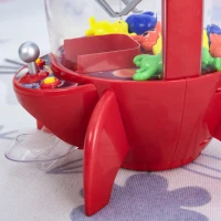 HOMCOM Macchinetta Pesca Pupazzi a Forma di Razzo Rosso con Luci, Suoni e 8 Alieni, per Bambini 3-8 Anni, 20x19x30cm(m-9)