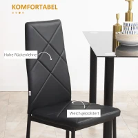 HOMCOM 4er-Set Stühle Esszimmerstühle Küchenstühle, modernes Design, 41 cm x 50 cm x 97 cm, Schwarz(m-6)