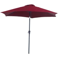 Outsunny Parasol droit parasol inclinable de jardin balcon terrasse manivelle toile polyester imperméabilisée haute densité 180 g/m² Ø2,6 x 2,35H m aluminium rouge vineux(m-10)