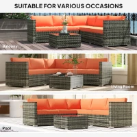 Outsunny Four-Piece Rattan Sofa Set - Orange/Grey(m-7)