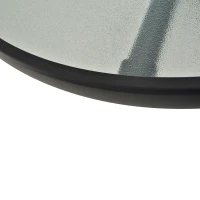 Outsunny Mesa de Jardín Redonda Mesa Comedor de Cristal Templado con Agujero para Sombrilla y Estructura Metálica para Patio Terraza Balcón Exterior Ø80x72 cm Negro(m-9)