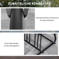 DURHAND Fahrradständer für 4 Fahrräder, wetterbeständig, zusätzliche Halterung, 155 x 100 x 75 cm, Schwarz(m-6)