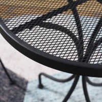 Outsunny Set da Giardino da 3 Pezzi, Tavolino Rotondo con 2 Sedie da Esterno in Metallo, Nero(m-7)